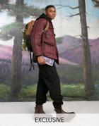 Collusion Polyester Vertical Quilted Jacket In Burgundy - Burgundy-red