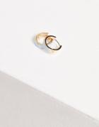 Asos Design Hoop Earrings With Baby Blue Enamel In Gold Tone