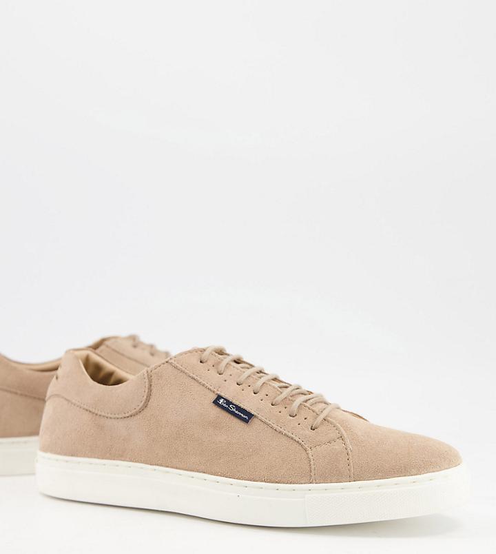 Ben Sherman Wide Fit Suede Flatform Sneakers In Sand-neutral