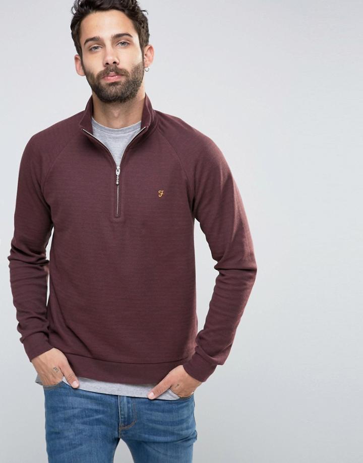 Farah Sweatshirt With 1/4 Zip In Regular Fit Port - Red