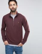 Farah Sweatshirt With 1/4 Zip In Regular Fit Port - Red