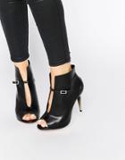 Little Mistress Garbo Peep Toe Heeled Ankle Boots - Black