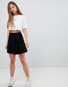 Asos Design Mini Skirt With Box Pleats - Black