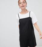 Asos Design Petite Square Neck Cami Mini Dress - Black