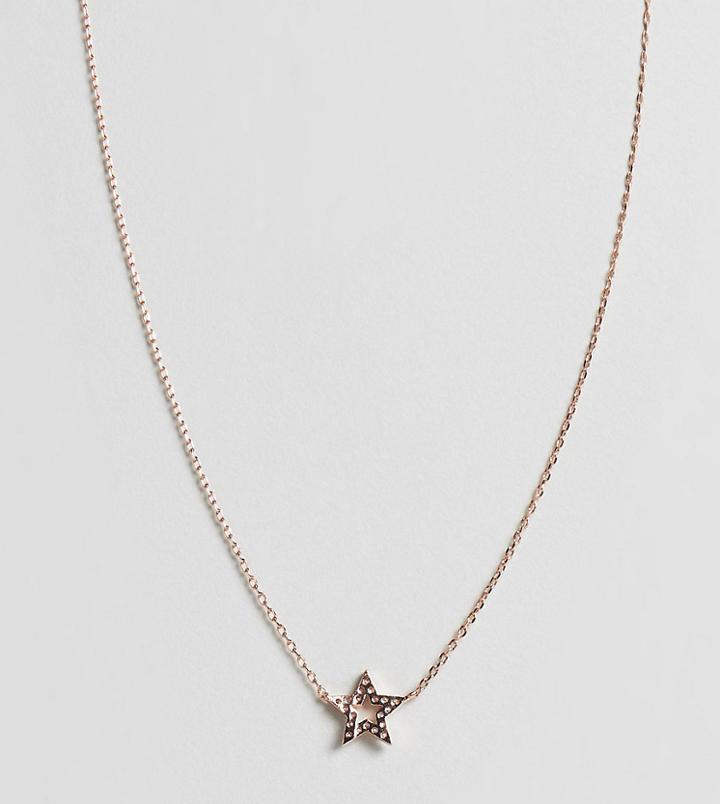 Astrid & Miyu 18k Rose Gold Plated Rhinestone Star Necklace - Gold