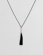 Asos Tassel Long Pendant Necklace - Black