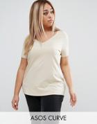 Asos Curve Ultimate V Neck Slouchy T-shirt - Beige
