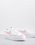 Nike Blazer Low Platform Sneakers In White And Pink Glaze