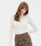 Monki Zip Neck Long Sleeved Top In Oatmeal Melange - Beige