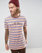 Asos Longline T-shirt With Retro Stripe And Far Out Print - Multi