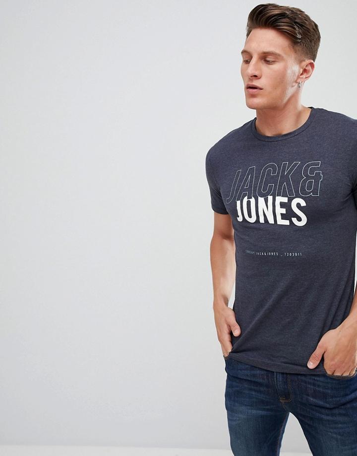 Jack And Jones Logo T-shirts - Navy