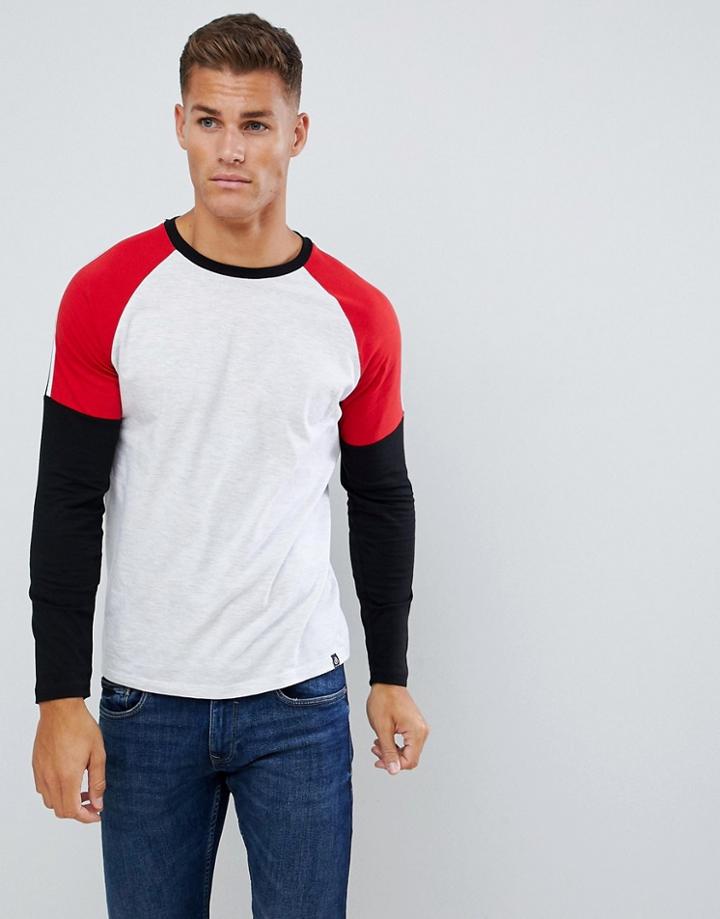Burton Menswear Raglan Long Sleeve T-shirt In Red - Red
