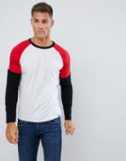 Burton Menswear Raglan Long Sleeve T-shirt In Red - Red