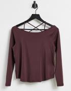 Asos 4505 Yoga Long Sleeve Layering Top With Halter Detail-red