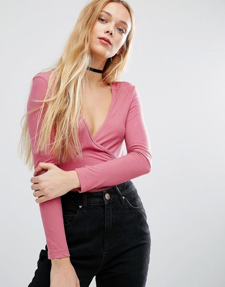 Brave Soul Wrap Top - Pink