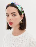 Asos Design Headband With Embroidered Havana Print - Multi