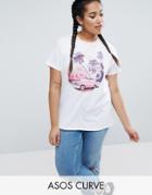 Asos Curve T-shirt In Tropical Placment Print - Multi