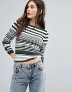Qed London Stripe Sweater - Green