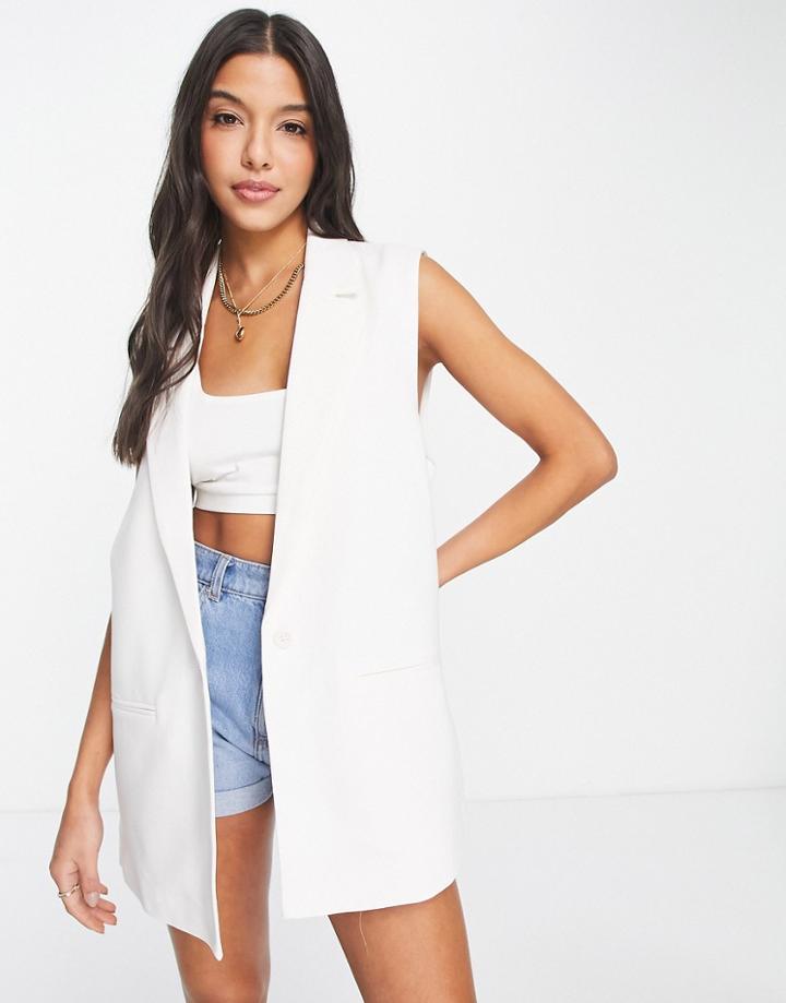 Abercrombie & Fitch Blazer Vest In Cream-white