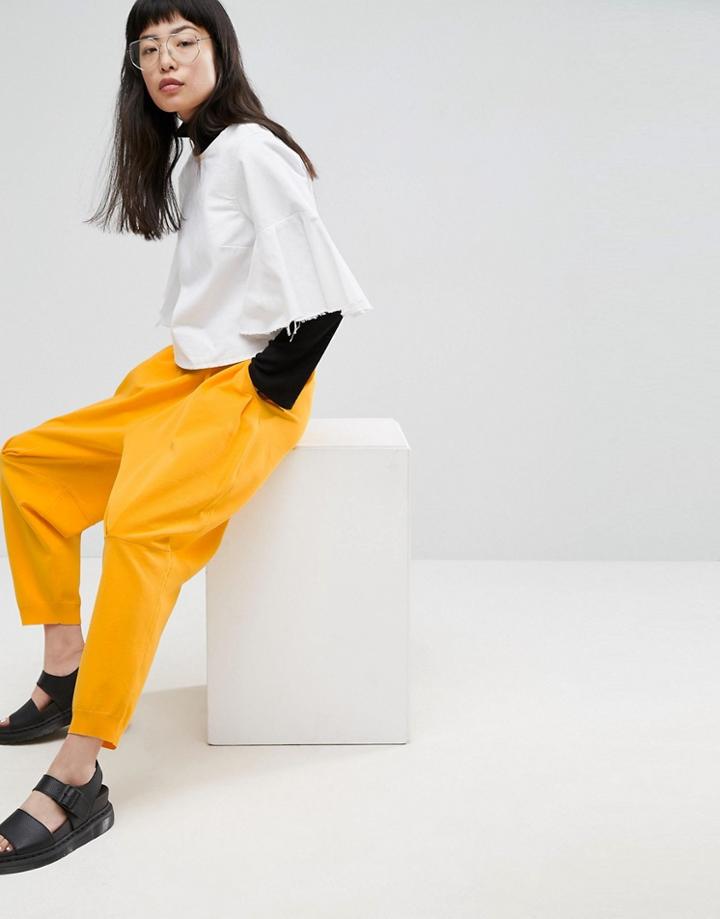 Asos White Knitted Drop Crotch Jogger With Seam Detail - Orange