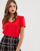 Oasis Top With V-neck In Red - Red