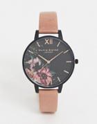 Olivia Burton Ob15fs60 Floral Leather Watch In Pink - Pink