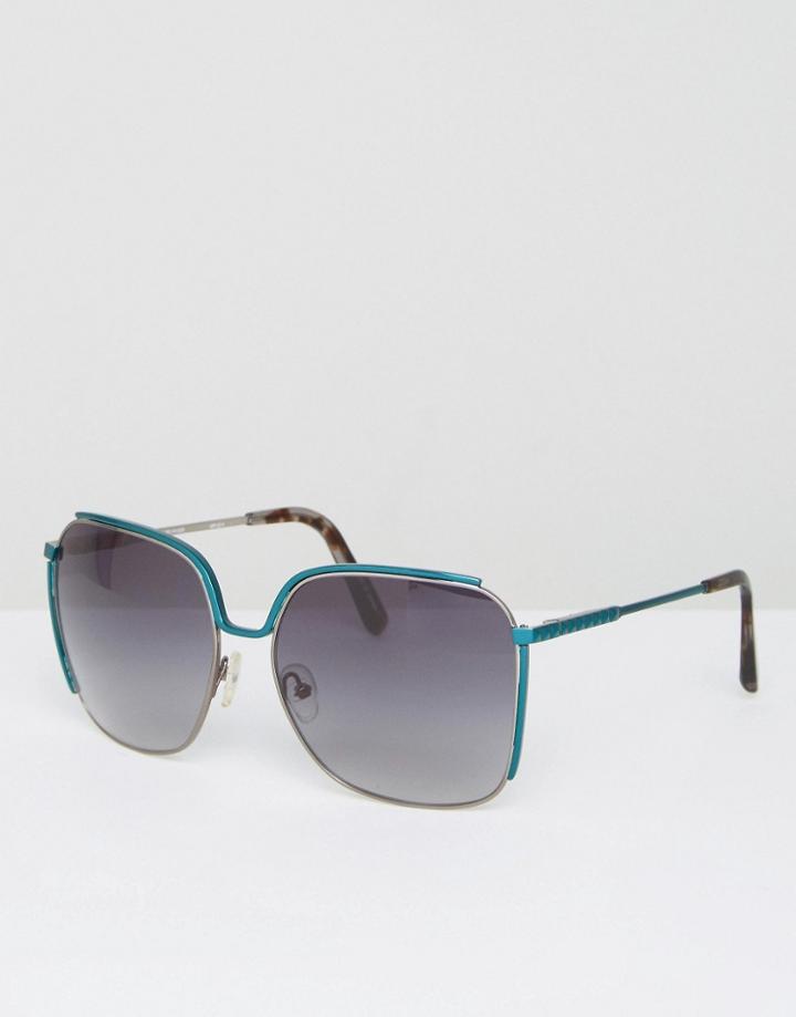 Matthew Williamson Peacock Shine Oversized Sunglasses - Blue