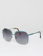 Matthew Williamson Peacock Shine Oversized Sunglasses - Blue