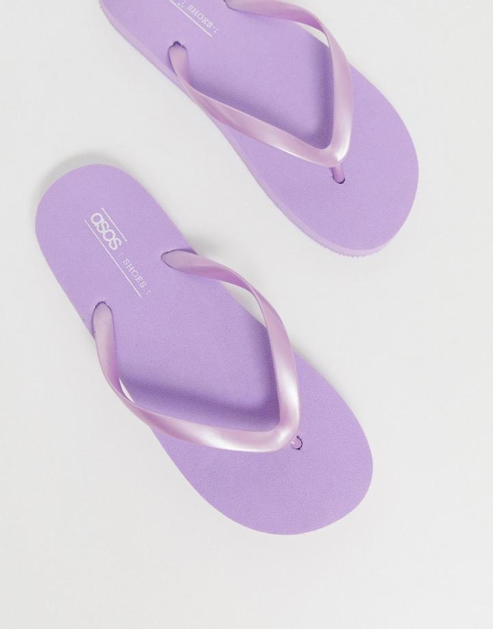 Asos Design Filter Flip Flops In Lilac-purple