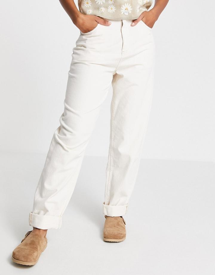 Asos Design High Rise 'super Slouchy' Mom Jeans In Cream-green