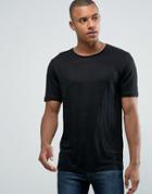 Jack & Jones Premium Longline Linen T-shirt - Black
