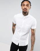 Asos Super Skinny Casual Oxford Shirt With Stretch In White With Button Down Collar - White