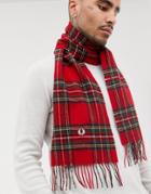 Fred Perry Royal Stewart Plaid Scarf In Red - Red