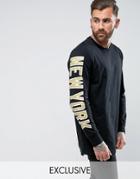 Majestic Yankees Long Sleeve T-shirt With Sleeve Print Exclusive To Asos - Black