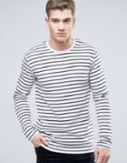 Redefined Rebel Long Sleeve Striped T-shirt In Heavy Jersey - White