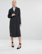 Helene Berman Double Breasted Coat In Charcoal - Gray