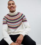 Asos Design Tall Knitted Fairilse Roll Neck Sweater In Beige - Beige