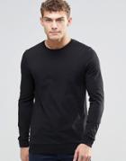 Asos Lightweight Sweatshirt In Black - Black