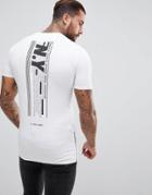 Asos Longline Muscle T-shirt Withnyc Print And Side Zips - White