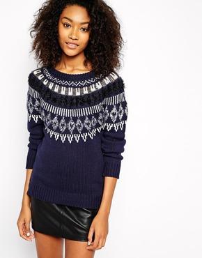 Vero Moda Fair Isle Sweater - Navy