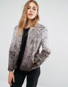 Qed London Ombre Faux Fur Coat - Gray