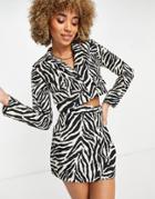 I Saw It First Cropped Blazer In Zebra Print - Part Of A Set-no Color