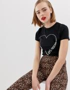 Love Moschino Glitter Stamp T-shirt - Black