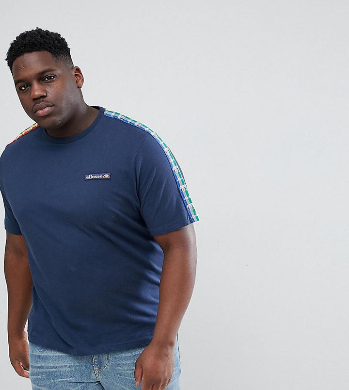 Ellesse Plus T-shirt With Color Block Taping In Navy - Navy
