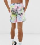 Disney The Lion King X Asos Design Swim Shorts Two-piece In Animal Print And Zazu Embroidery-white