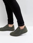 Asos Retro Sneakers In Khaki With Nylon - Green