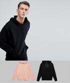 Asos Oversized Hoodie 2 Pack Black/pink Save - Multi