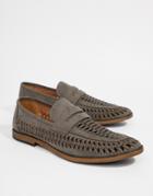 New Look Faux Suede Woven Loafers In Light Gray - Gray