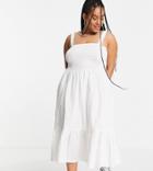 Collusion Plus Exclusive Textured Midi Sundress In White