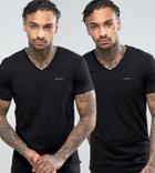 Diesel V Neck Two Pack T-shirt In Slim Fit - Black